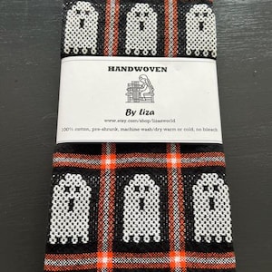 Handvävda Halloween-spöke kökshanddukar/kökshanddukar, 100 % bomull