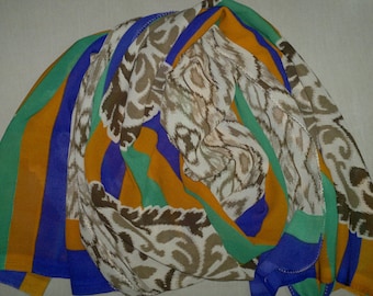 Small Scarf Indian Sari Scarf Multicolor Neck Scarf SSF1