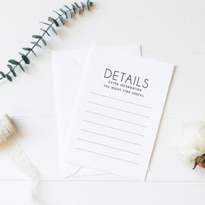 10 Hochzeitsdetailkarte, Hochzeitsinformationskarten, Schreiben Sie Ihre eigene Einladung, Erschwingliche Schreibwaren, Simple Love Collection