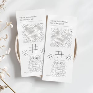 Carte da tavolo per giochi di nozze per bambini, carte da tavolo per nozze, bomboniere, decorazioni per la tavola di nozze, articoli di cancelleria per nozze