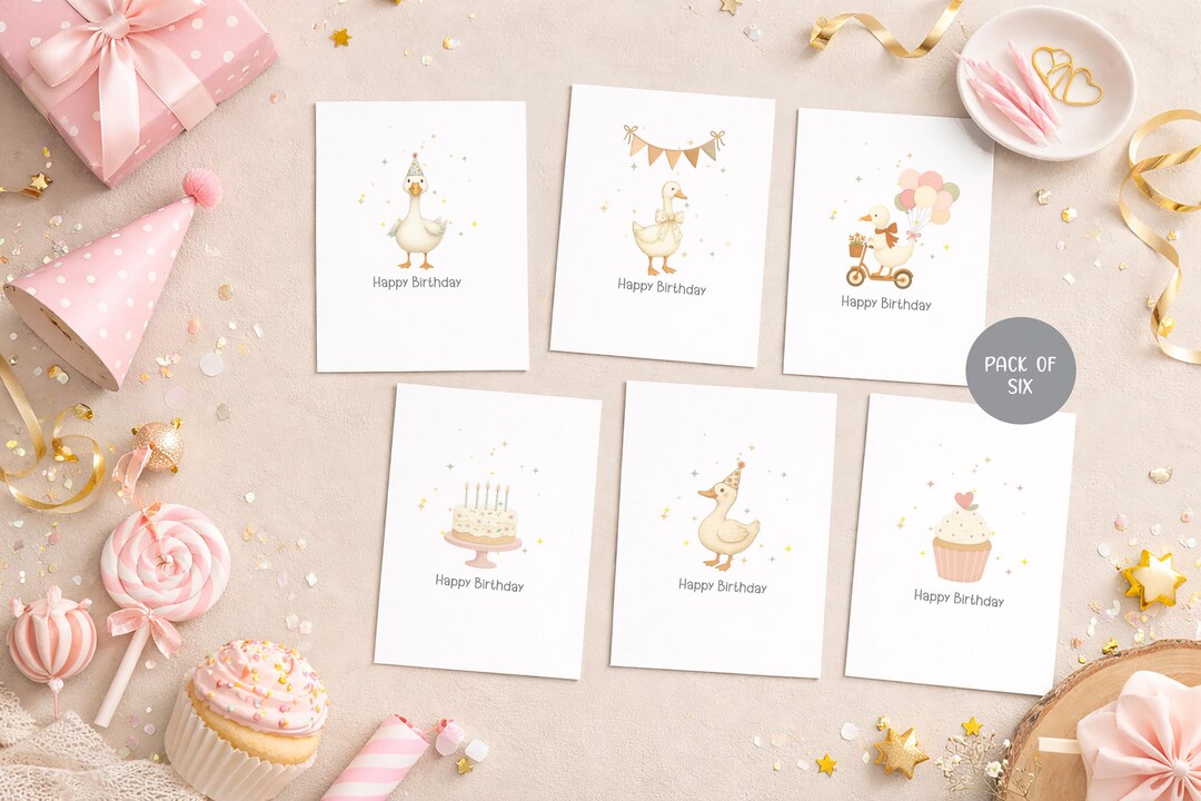 Goose Birthday Card Set: A6 Greeting Cards Pack - Etsy UK