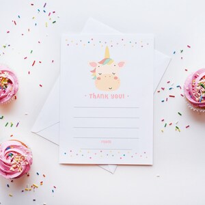 Bedankkaarten invullen |  Pakje bedankkaartjes | Bedankkaart | Peachy Unicorn-collectie