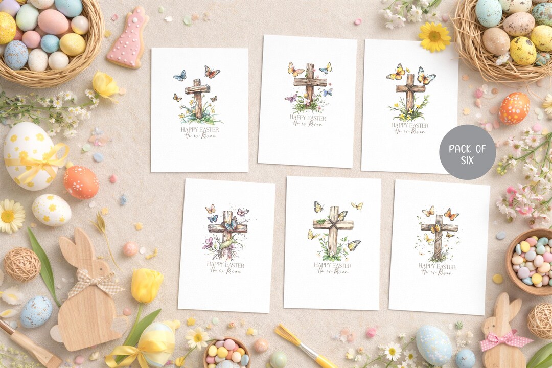 Christian Easter Card Set | He is Risen, Religious A6 Cards - Etsy UK