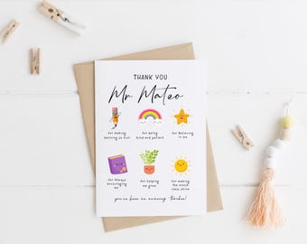 Personalised Teacher Appreciation Card: Thank You Gift, End of Year