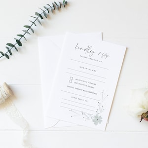 Cartes RSVP | Remplissez les cartes RSVP | Rédigez votre propre faire-part | Papeterie abordable | Collection Amour floral