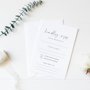 10 RSVP-kaarten, blanco RSVP-kaarten, antwoordkaarten, DIY-uitnodiging, betaalbare uitnodigingen, eenvoudige huwelijksuitnodigingen, typografisch briefpapier