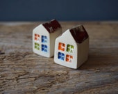 Miniature HOUSE Ceramic house with Windows I Love my HOME Thankyou favor Small Gift Home Decor Small House Beach House