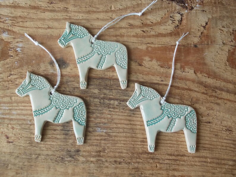 One Dala Horse Ornament / Horse Decor / CHIME / Ceramic Horse Ornament / Small gift / Pendant / Mobile image 3