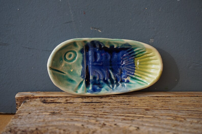 Small Fish Dish Ring Dish Ceramic Plate Blue Fish Bathroom Decor Spoon Dish Nautical Beach Art Spoon Rest Gift Jewelry Storage Jewelry Valresa Com