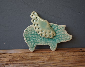 Ceramic Flying Pig Magnet / Guardian