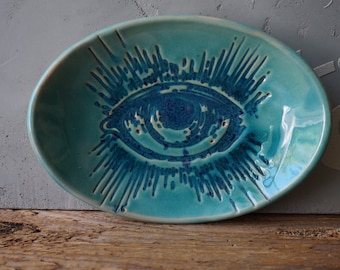 Ceramic Eye Ring Dish / Blue Bowl / Blue Eye / Mediterranean
