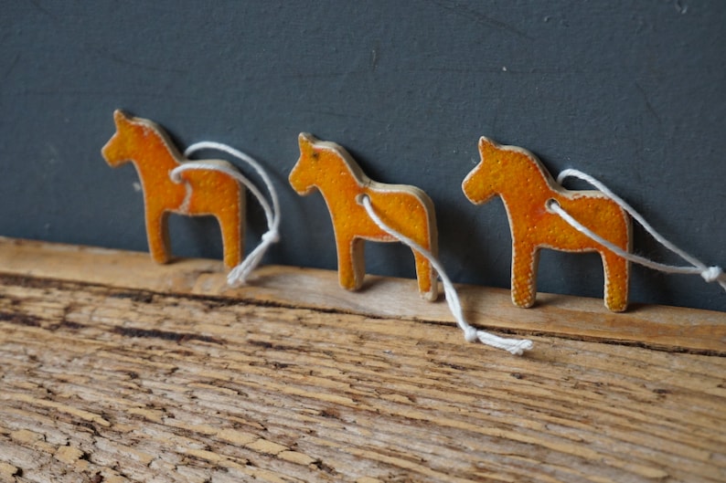 3 MINIATURE Dala Horse Ornament / Horse Decor / CHIME / Ceramic Horse Ornament / Small gift / Pendant / Mobile image 8