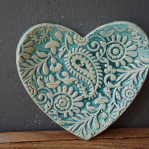 HEART Ring Dish / Love Dish / Thankyou GIFT / Soap Dish / Tealight Holder Paisley image 10