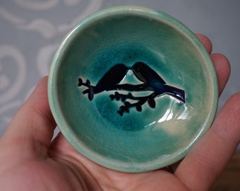 Love BIRD Ring Dish / Ring holder / Miniature Bird Dish / Small Ceramic Bowl