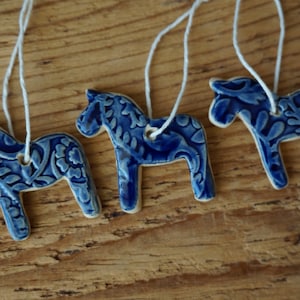 3 MINIATURE Dala Horse Ornament / Horse Decor / CHIME / Ceramic Horse Ornament / Small gift / Pendant / Mobile