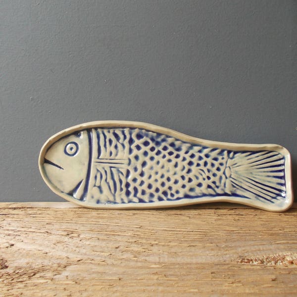 FISH Plate / Decorative Fish Dish / Ceramic Plate / BLUE Fish / Kitchen decor