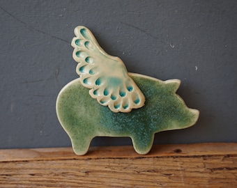 Ceramic Flying Pig Magnet / Guardian