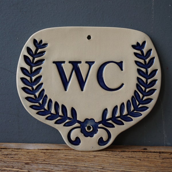 WC Sign / Scandinavian Home decor / WC Tile / Bathroom sign / Vintage Tile / Door Plaque WC