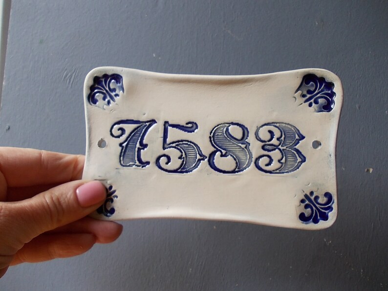 Your House Number Door Number Door Decor Vintage decor Door Plaque Numerals Blue sign Door Sign