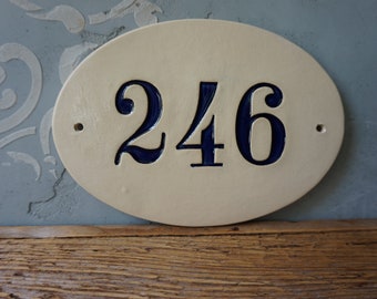 Any Custom House Number / Vintage Home decor / Door Number / Vintage House Plaque / Door Plaque / Numerals / Blue sign / Custom Plaque