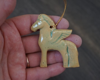 Ceramic Pegasus Ornament, Small Horse with Wings