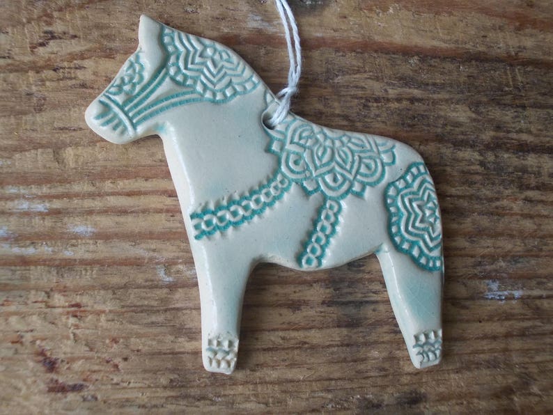 One Dala Horse Ornament / Horse Decor / CHIME / Ceramic Horse Ornament / Small gift / Pendant / Mobile image 4