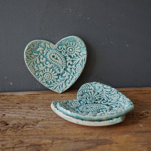 HEART Ring Dish / Love Dish / Thankyou GIFT / Soap Dish / Tealight Holder Paisley image 2