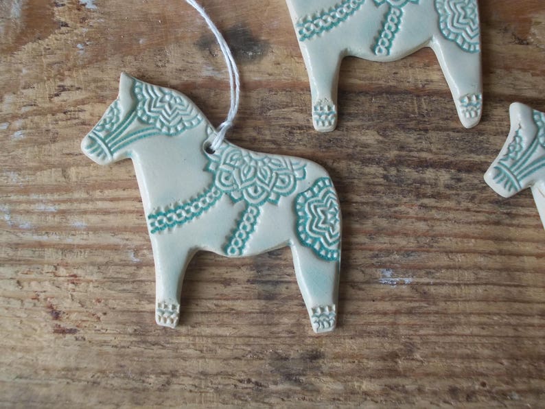 One Dala Horse Ornament / Horse Decor / CHIME / Ceramic Horse Ornament / Small gift / Pendant / Mobile image 2