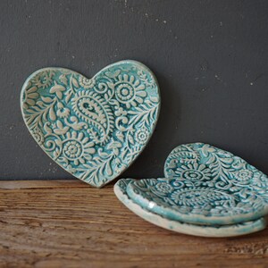 HEART Ring Dish / Love Dish / Thankyou GIFT / Soap Dish / Tealight Holder Paisley image 3