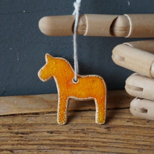 3 MINIATURE Dala Horse Ornament / Horse Decor / CHIME / Ceramic Horse Ornament / Small gift / Pendant / Mobile image 9