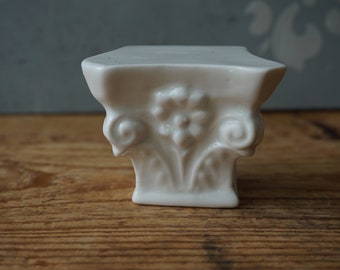 Porcelain Column Capital Shelf / Miniature Display / Shelf / Wall Art / White Home Decor / Antique capital