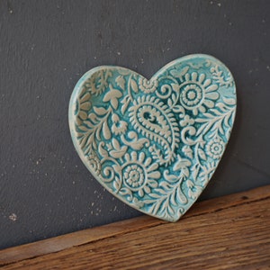 HEART Ring Dish / Love Dish / Thankyou GIFT / Soap Dish / Tealight Holder Paisley image 5