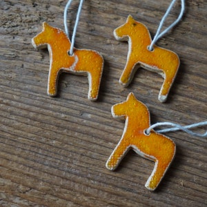 3 MINIATURE Dala Horse Ornament / Horse Decor / CHIME / Ceramic Horse Ornament / Small gift / Pendant / Mobile image 4