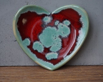 Red HEART Ring Dish / Love Dish / Thankyou GIFT / Soap Dish / Tealight Holder