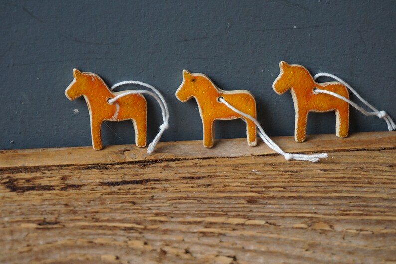 3 MINIATURE Dala Horse Ornament / Horse Decor / CHIME / Ceramic Horse Ornament / Small gift / Pendant / Mobile image 10