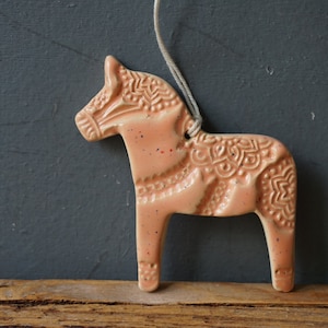 Dala Horse Ornament / Christmas Horse Décor / Scandinavian Ceramic Horse Ornament / Small gift / Pendant