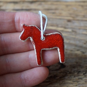3 MINIATURE Dala Horse Ornament / Horse Decor / CHIME / Ceramic Horse Ornament / Small gift / Pendant / Mobile image 5