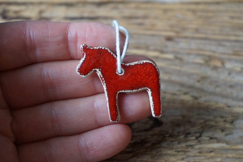 3 MINIATURE Dala Horse Ornament / Horse Decor / CHIME / Ceramic Horse Ornament / Small gift / Pendant / Mobile image 5