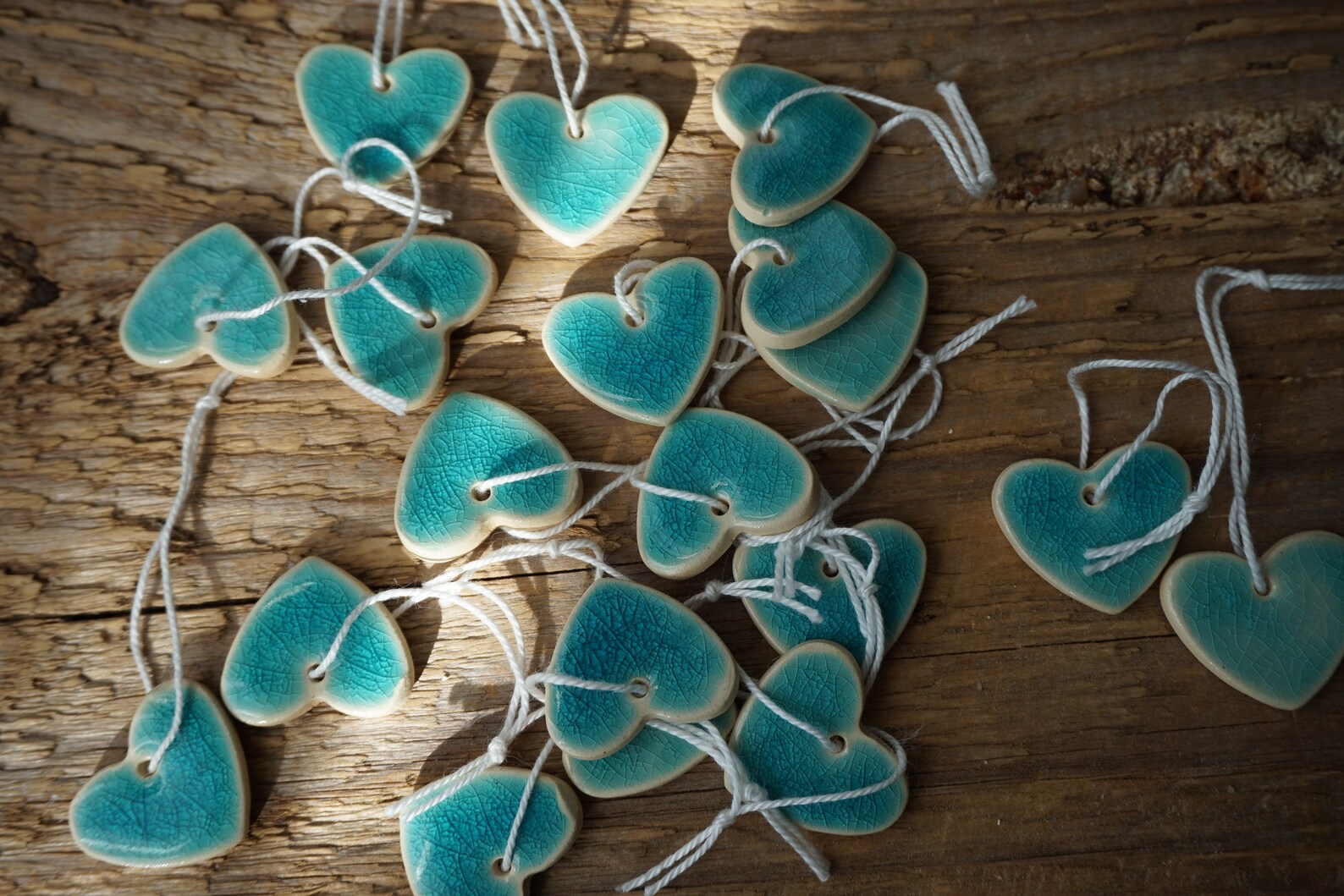 10 Ceramic Hearts / Gift Tags / FAVORS / Birthday Favors / Etsy