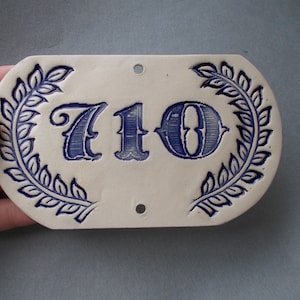 Any CUSTOM House Number / Door Number / Door Decor / Vintage decor / Door Plaque / Numerals / Blue sign / Door Sign image 1