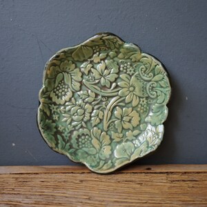 Pearl Green Ring Dish With Damask Print / Ceramic Jewelry dish / Tealight Holder / Spoon rest / Soap dish image 2