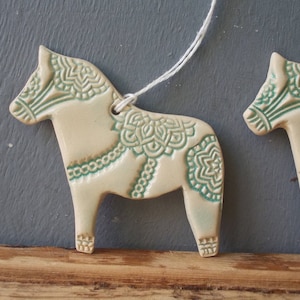 One Dala Horse Ornament / Horse Decor / CHIME / Ceramic Horse Ornament / Small gift / Pendant / Mobile image 1