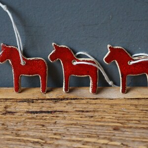 3 MINIATURE Dala Horse Ornament / Horse Decor / CHIME / Ceramic Horse Ornament / Small gift / Pendant / Mobile image 2