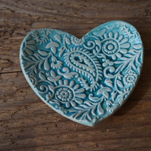 HEART Ring Dish / Love Dish / Thankyou GIFT / Soap Dish / Tealight Holder Paisley image 8