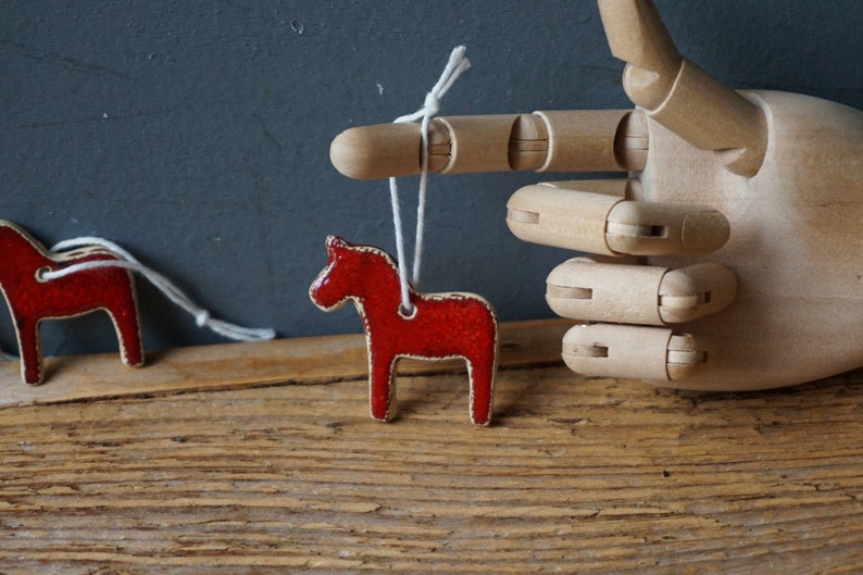 3 MINIATURE Dala Horse Ornament / Horse Decor / CHIME / Ceramic Horse Ornament / Small gift / Pendant / Mobile image 6