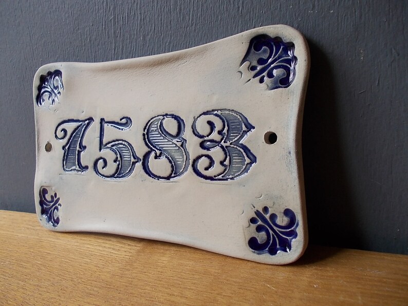 Your House Number Door Number Door Decor Vintage decor Door Plaque Numerals Blue sign Door Sign
