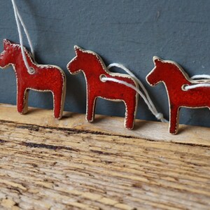 3 MINIATURE Dala Horse Ornament / Horse Decor / CHIME / Ceramic Horse Ornament / Small gift / Pendant / Mobile image 3