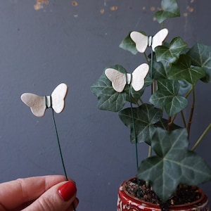3 Ceramic Butterflies Plant Pics / Flower Pot Ornament / Garden Decor / Miniature Butterfly / Ceramic pot stick