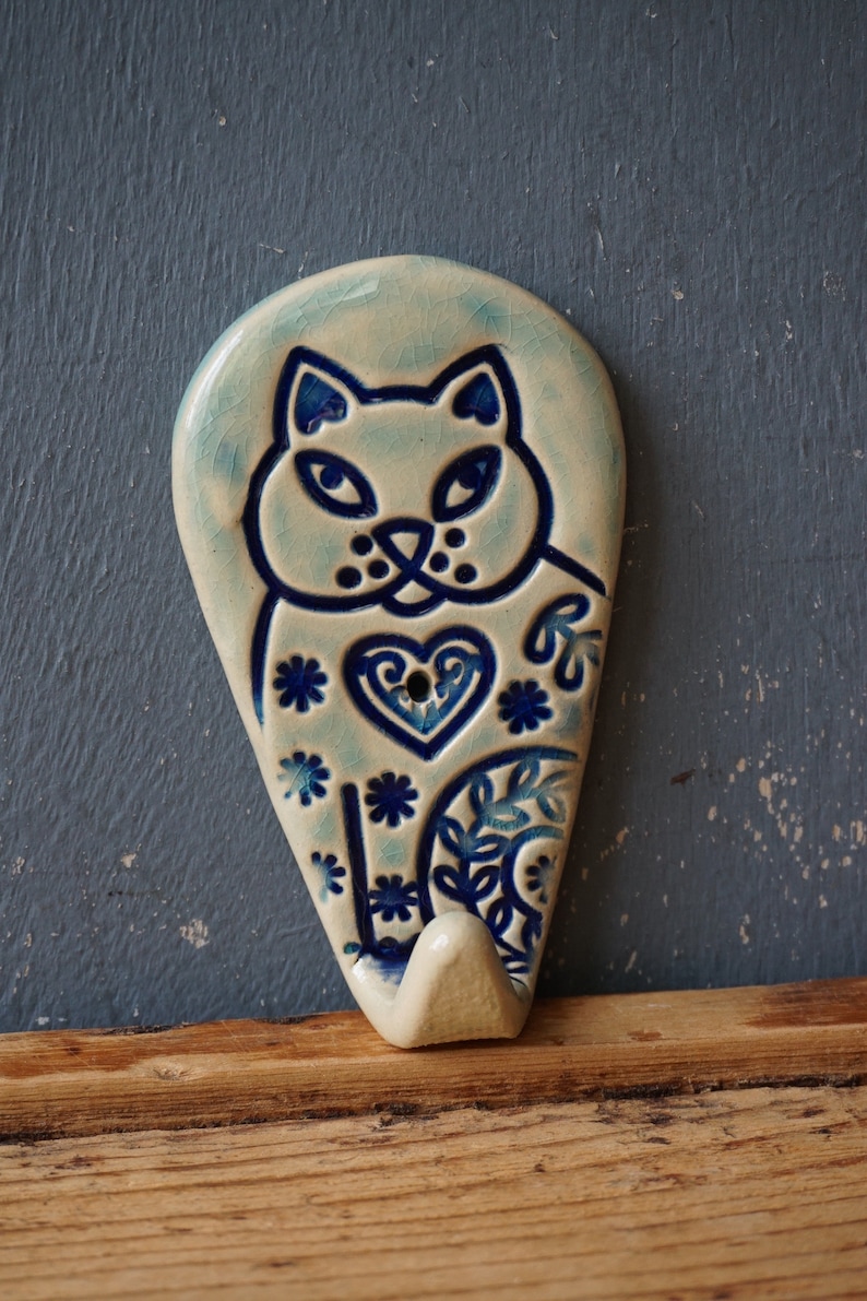 One Towel Hook / Ceramic CAT hook / Rack hook / Vintage hook / Rustic hook / Kitchen towel hook / Bathroom towel hook image 10