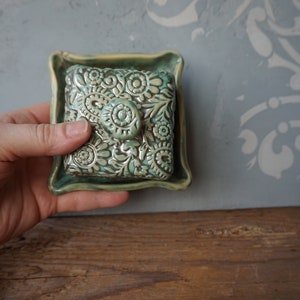 Small Ceramic Butter Dish / Paisley / Pearl Green image 9